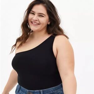 Torrid Black One-Shoulder Bodysuit
